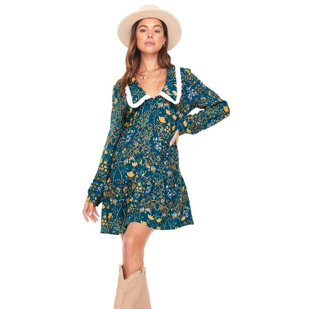 Never Fully Dressed Floral Mini Dress - Blue and Yellow